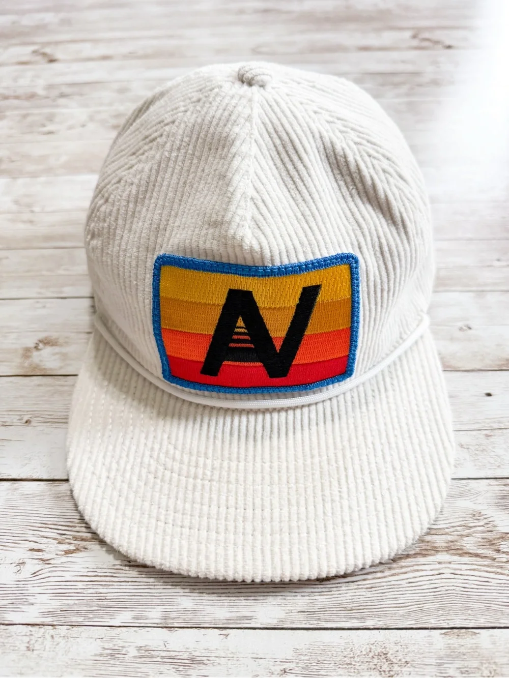 Aviator Nation Logo Vintage Corduroy Mesh Trucker Hat Vintage White